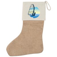 Weihnachtsstrumpf Windsurfer Surfen Beige Jute
