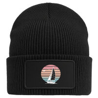 Beanie mit Patch Segelboot segeln Black
