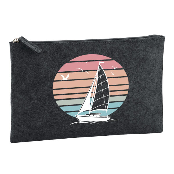 Kulturbeutel Segelboot segeln 1 Liter Charcoal