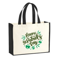 Jutetasche St. Patrick’s Day Kleeblatt 21 Liter Black