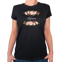 Damen T-Shirt Kurwa polnisch Blumen