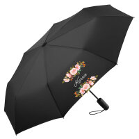 Regenschirm Kurwa polnisch Blumen 98cm Schwarz