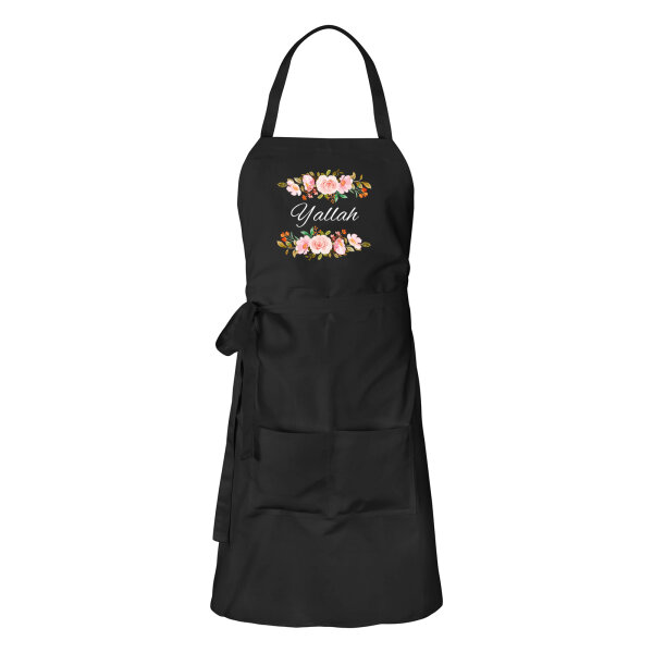Schürze Yallah arabisch Blumen mit Taschen