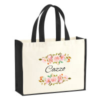 Jutetasche Cazzo italienisch Blumen 21 Liter Black