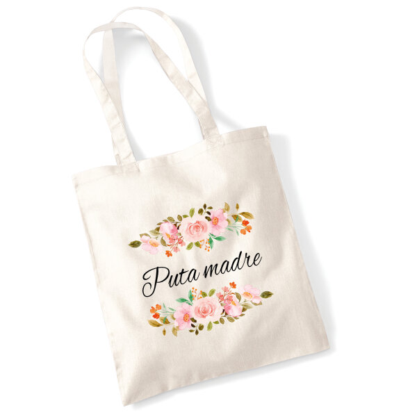 Jutebeutel Puta madre spanisch Blumen 10 Liter