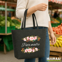 Filz Shopper Puta madre spanisch Blumen 22 Liter