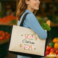 Jutetasche Cabron spanisch Blumen 21 Liter Black