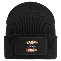 Beanie mit Patch Jebiga Balkan Blumen Black