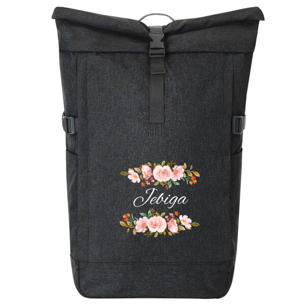 Kurierrucksack Jebiga Balkan Blumen 30-44 Liter Black Melange
