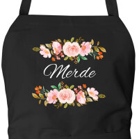 Schürze Merde französisch Blumen mit Taschen
