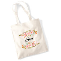 Jutebeutel Shit englisch Blumen 10 Liter