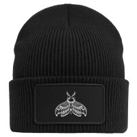 Beanie mit Patch Totenkopfschwärmer Motte Black