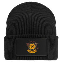 Beanie mit Patch Explore the world Kompass Black
