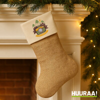 Weihnachtsstrumpf Enjoy travelling Kamera Beige Jute