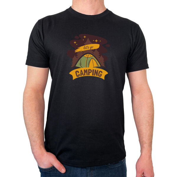 Herren T-Shirt let´s go camping Zelt