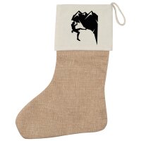 Weihnachtsstrumpf Klettern Silhouette Beige Jute