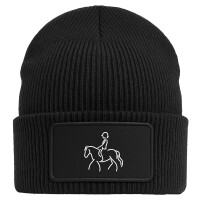 Beanie mit Patch Reiten Pferd Black