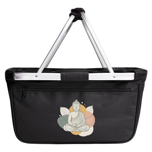 Einkaufskorb faltbar Buddha Buddhismus 20 Liter Black