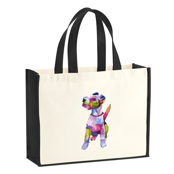 Jutetasche Fox Terrier Colorful 21 Liter Black