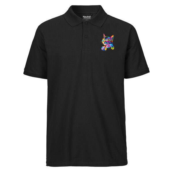 Herren Polo Shirt Katze Colorful