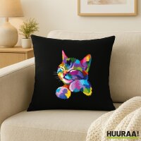 Kissen Katze Colorful 40x40cm