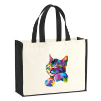Jutetasche Katze Colorful 21 Liter Black