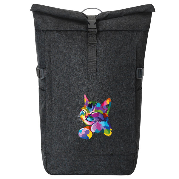Kurierrucksack Katze Colorful 30-44 Liter Black Melange