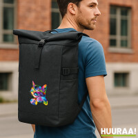Kurierrucksack Katze Colorful 30-44 Liter Black Melange