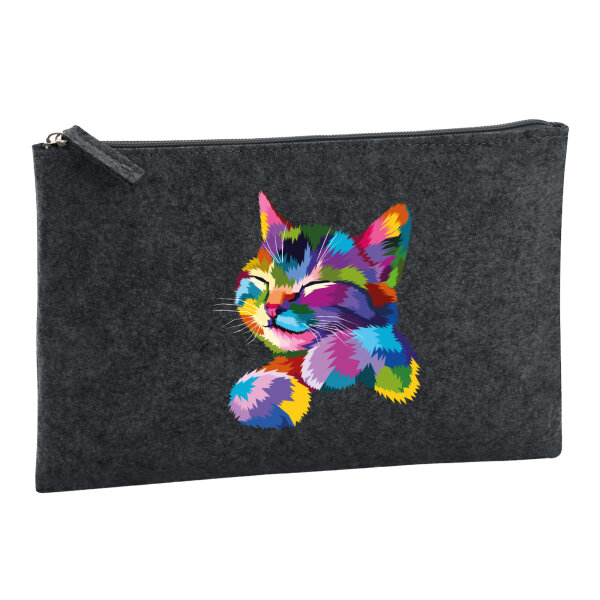 Kulturbeutel Katze Colorful 1 Liter Charcoal