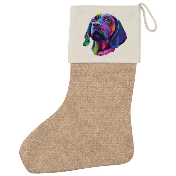 Weihnachtsstrumpf Labrador Colorful Beige Jute