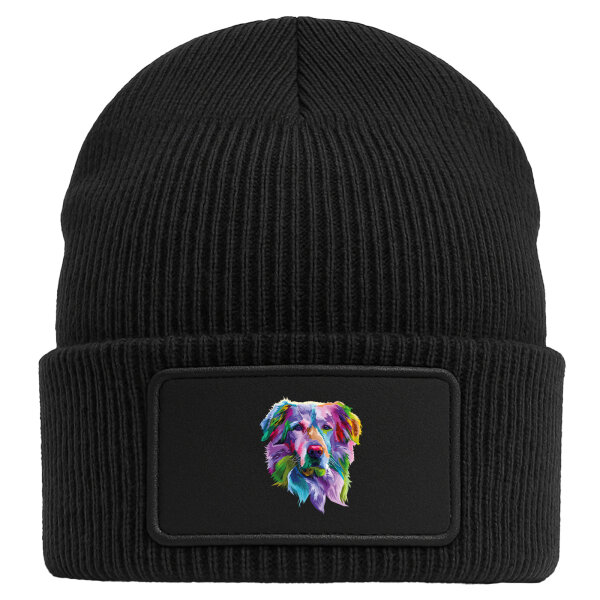 Beanie mit Patch Golden Retriever Colorful Black