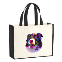 Jutetasche Border Collie Colorful 21 Liter Black