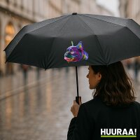 Regenschirm Mops Colorful 98cm Schwarz