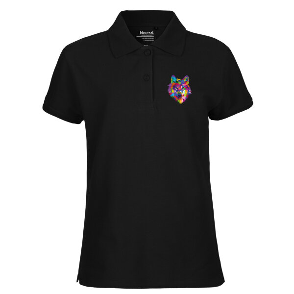 Damen Polo Shirt Wolf Colorful
