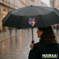 Regenschirm Wolf Colorful 98cm Schwarz