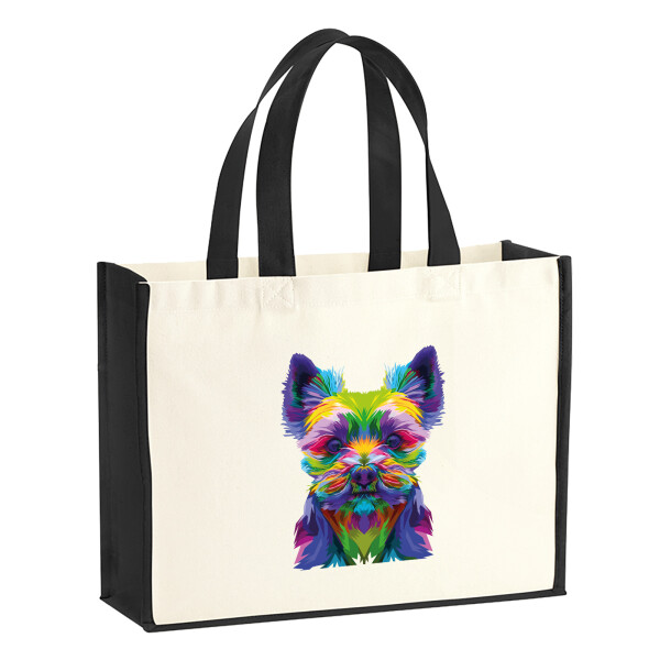Jutetasche Yorkshire Terrier Colorful 21 Liter Black