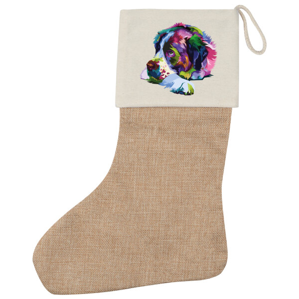 Weihnachtsstrumpf Bernhardiner Colorful Beige Jute