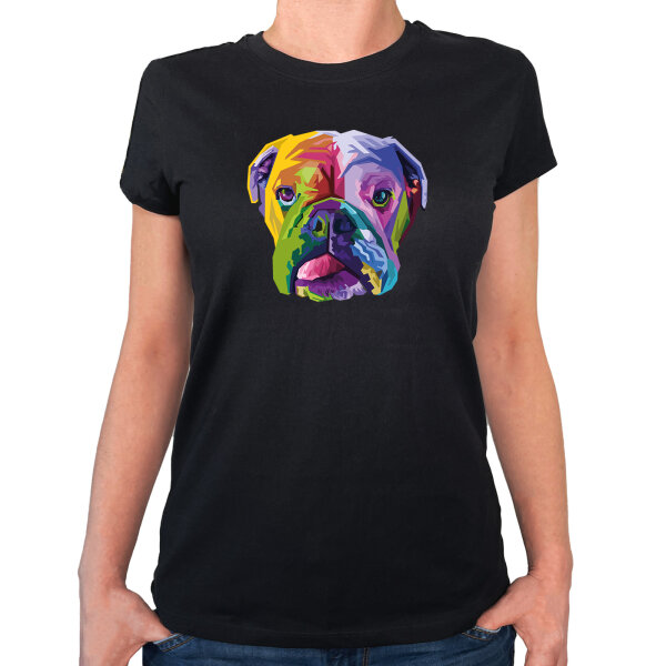 Damen T-Shirt Englische Bulldogge Colorful