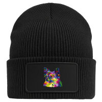 Beanie mit Patch Chihuahua Colorful Black