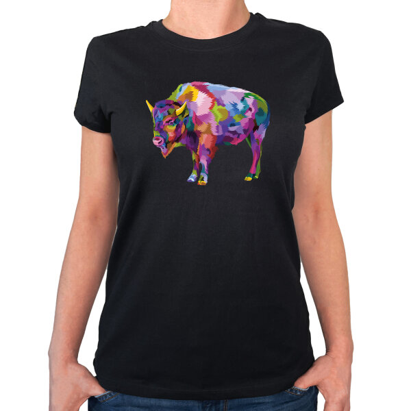 Damen T-Shirt Bison Colorful