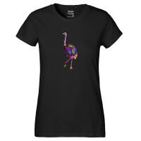 Damen T-Shirt Vogel Strauß Colorful