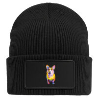 Beanie mit Patch Corgi Colorful Black