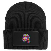 Beanie mit Patch Cocker Spaniel Colorful Black