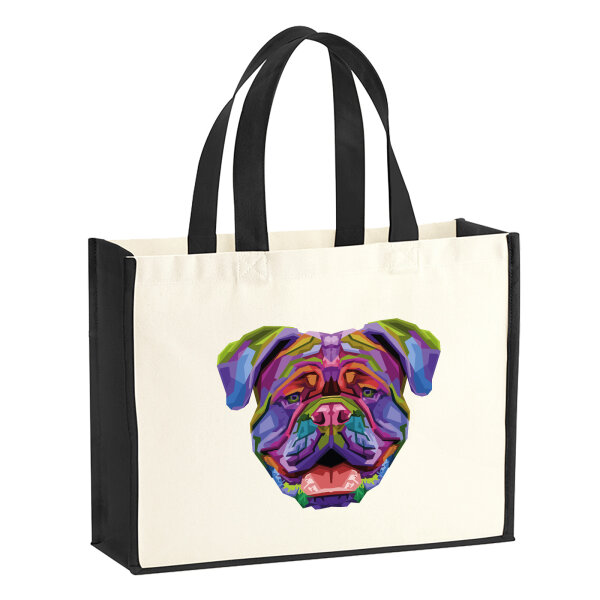 Jutetasche British Bulldog Colorful 21 Liter Black