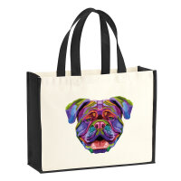 Jutetasche British Bulldog Colorful 21 Liter Black