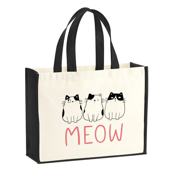 Jutetasche Katzen Meow Comic 21 Liter Black