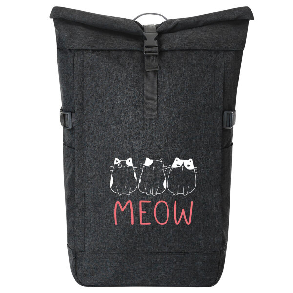 Kurierrucksack Katzen Meow Comic 30-44 Liter Black Melange