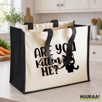 Jutetasche Are you kitten me Katze 21 Liter Black