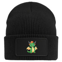 Beanie mit Patch Drache Fabelwesen Black