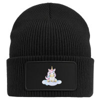 Beanie mit Patch Einhorn Fabelwesen Black